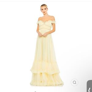 Mac Duggal RUFFLE TIERED BABYDOLL FLOWY GOWN